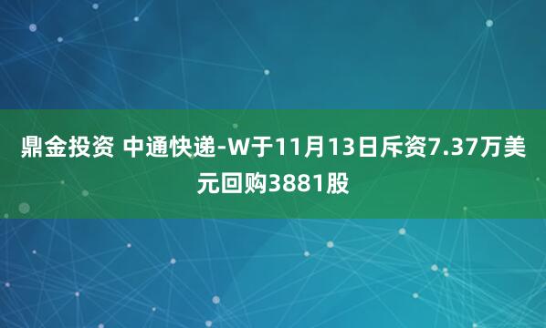 鼎金投资 中通快递-W于11月13日斥资7.37万美元回购3881股